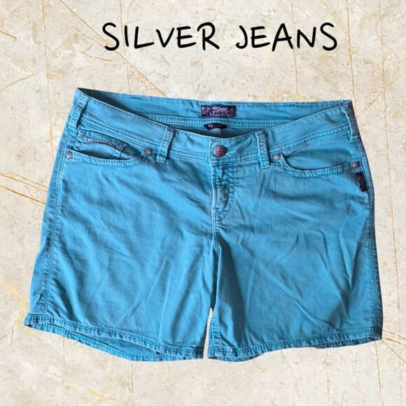 Silver Jeans Pants - Silver Jeans Suki Teal Shorts Size 18 (JEA51)
